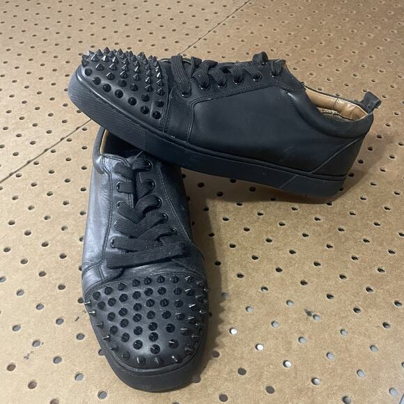 Christian Louboutin Shoes Mens Size 10 Black Red Bottoms Louis Junior Spikes main image 8